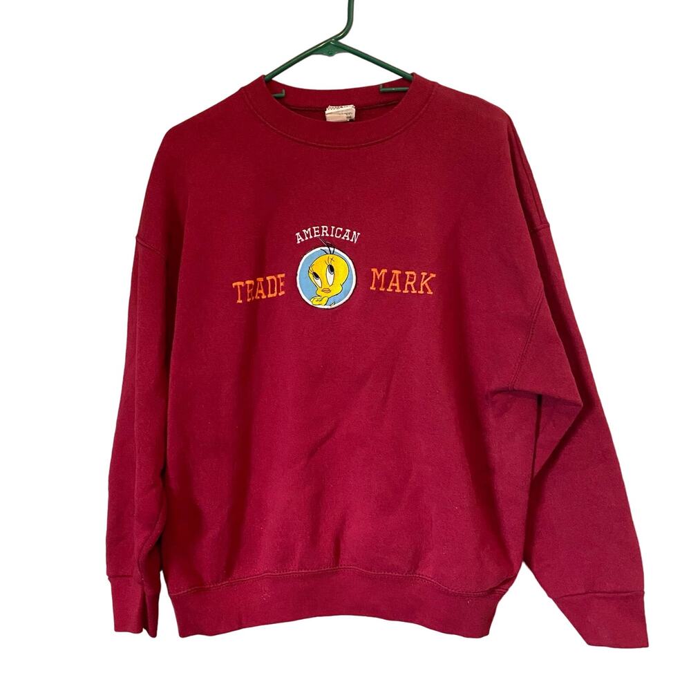 Looney Tunes Tweety XL Red Sweatshirt Vintage Pullover Long Sleeve Top Shirt